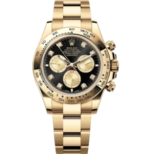Rolex Cosmograph Daytona 40 Oyster Perpetual 18 ct yellow gold bright black and golden, diamond-set dial Oyster band Reference 126508