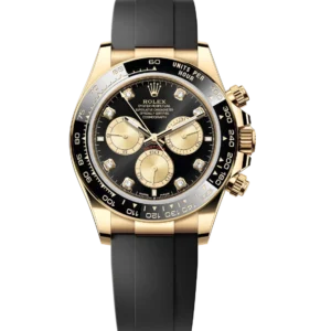 Rolex Cosmograph Daytona 40 Oyster Perpetual 18 ct yellow gold bright black and golden, diamond-set dial Oysterflex band Reference 126518LN