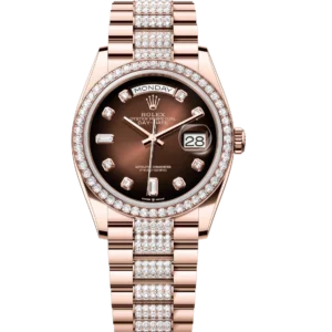 Rolex Day-Date 36 Oyster Perpetual 18 ct Everose gold brown ombré, diamond-set dial diamond-set bezel diamond-set President band Reference 128345RBR