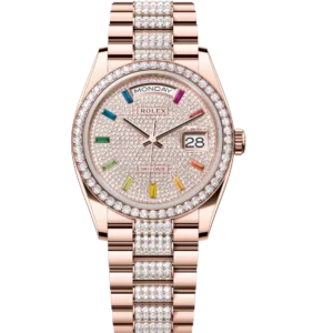 Rolex Day-Date 36 Oyster Perpetual 18 ct Everose gold diamond-paved dial diamond-set bezel diamond-set President band Reference 128345RBR