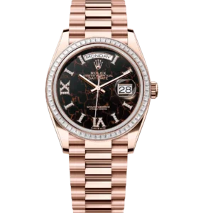 Rolex Day-Date 36 Oyster Perpetual 18 ct Everose gold eisenkiesel, diamond-set dial diamond-set bezel President band Reference 128395TBR