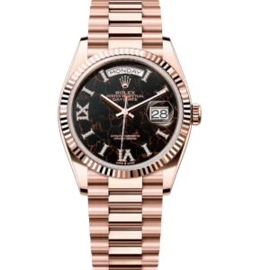 Rolex Day-Date 36 Oyster Perpetual 18 ct Everose gold eisenkiesel, diamond-set dial fluted bezel President band Reference 128235