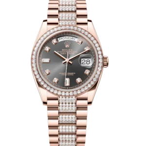 Rolex Day-Date 36 Oyster Perpetual 18 ct Everose gold slate, diamond-set dial diamond-set bezel diamond-set President band Reference 128345RBR