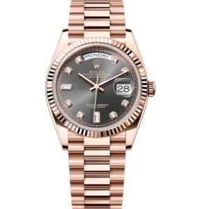 Rolex Day-Date 36 Oyster Perpetual 18 ct Everose gold slate, diamond-set dial fluted bezel President band Reference 128235