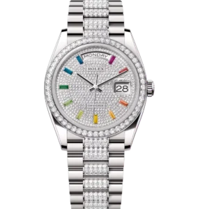 Rolex Day-Date 36 Oyster Perpetual 18 ct white gold diamond-paved dial diamond-set bezel diamond-set President band Reference 128349RBR