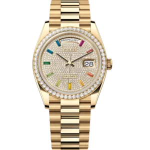 Rolex Day-Date 36 Oyster Perpetual 18 ct yellow gold diamond-paved dial diamond-set bezel President band Reference 128348RBR