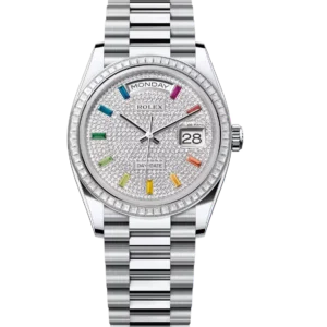 Rolex Day-Date 36 Oyster Perpetual platinum diamond-paved dial diamond-set bezel President band Reference 128396TBR