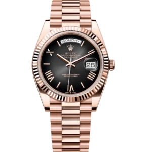 Home 50 Rolex Day-Date 40 Oyster Perpetual 18 ct Everose gold slate ombré dial fluted bezel President band Reference 228235