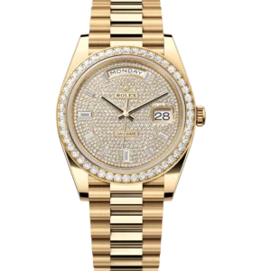 Rolex Day-Date 40 Oyster Perpetual 18 ct yellow gold diamond-paved dial diamond-set bezel President band Reference 228348RBR