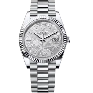 Rolex Day-Date 40 Oyster Perpetual platinum meteorite, diamond-set dial fluted bezel President band Reference 228236