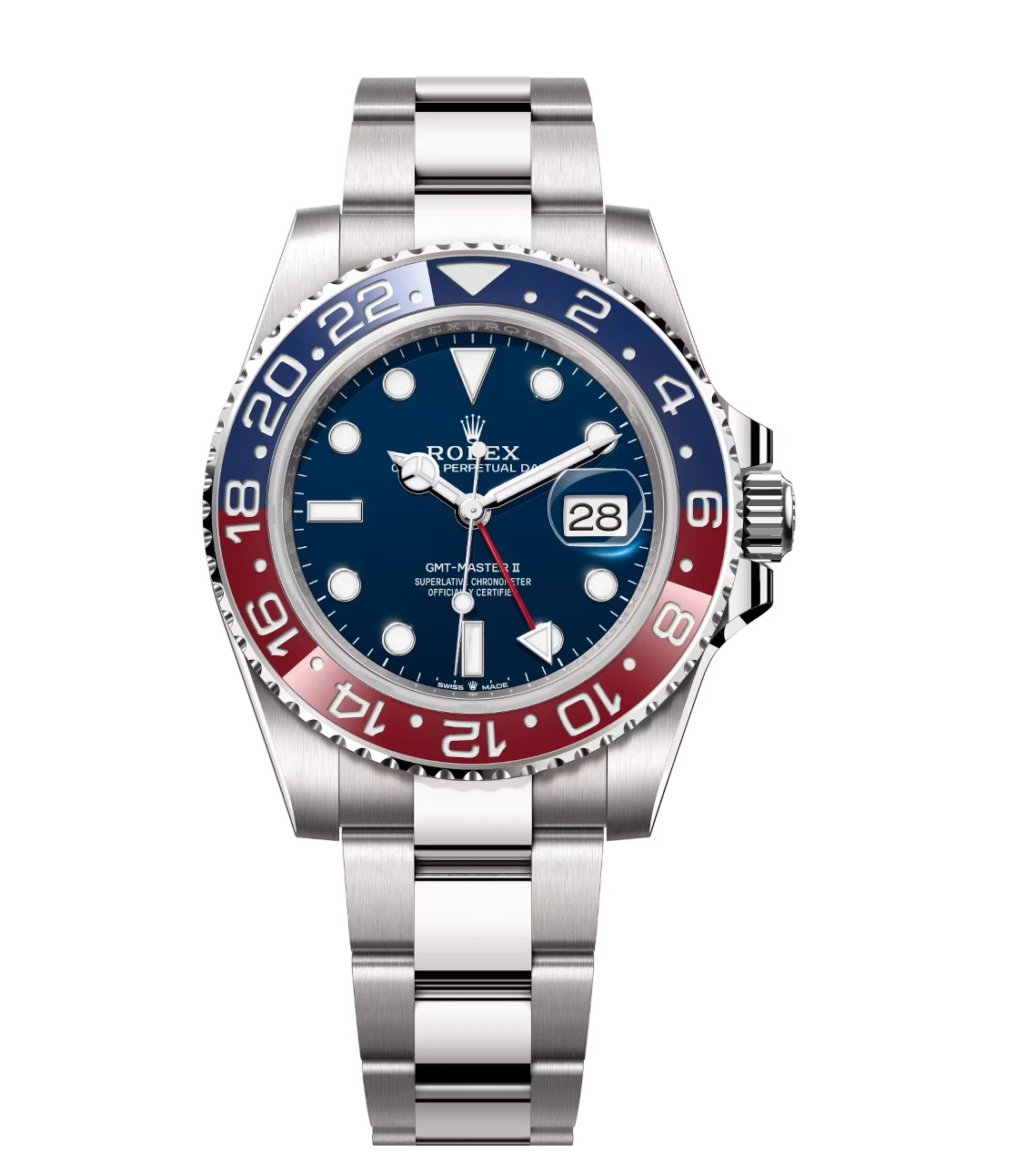 Rolex GMT-Master II 40 Oyster Perpetual 18 ct white gold midnight blue dial Oyster band Reference 126719BLRO 1 Rolex GMT-Master II 40 Oyster Perpetual 18 ct white gold midnight blue dial Oyster band Reference 126719BLRO