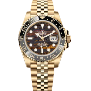 Rolex GMT-Master II 40 Oyster Perpetual 18 ct yellow gold tiger iron dial Jubilee band Reference 126718GRNR