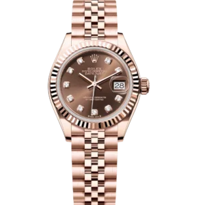 Rolex Lady-Datejust 28 Oyster Perpetual 18 ct Everose gold chocolate, diamond-set dial Jubilee band Reference 279175