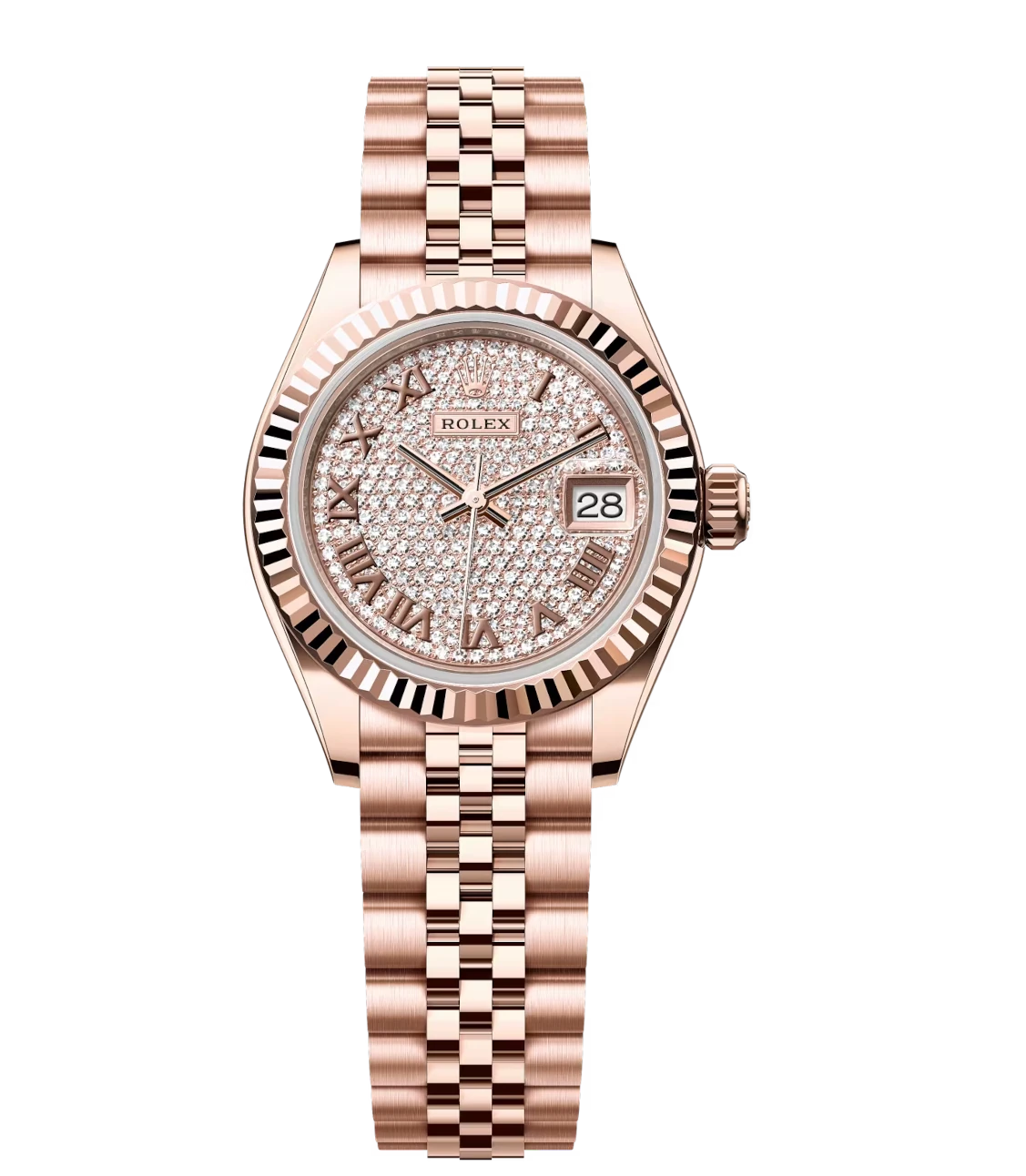 Rolex Lady-Datejust 28 Oyster Perpetual 18 ct Everose gold diamond-paved dial Jubilee band Reference 279175 1 Rolex Lady-Datejust 28 Oyster Perpetual 18 ct Everose gold diamond-paved dial Jubilee band Reference 279175
