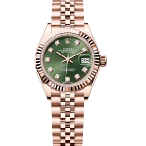 Rolex Lady-Datejust 28 Oyster Perpetual 18 ct Everose gold olive-green, diamond-set dial Jubilee band Reference 279175