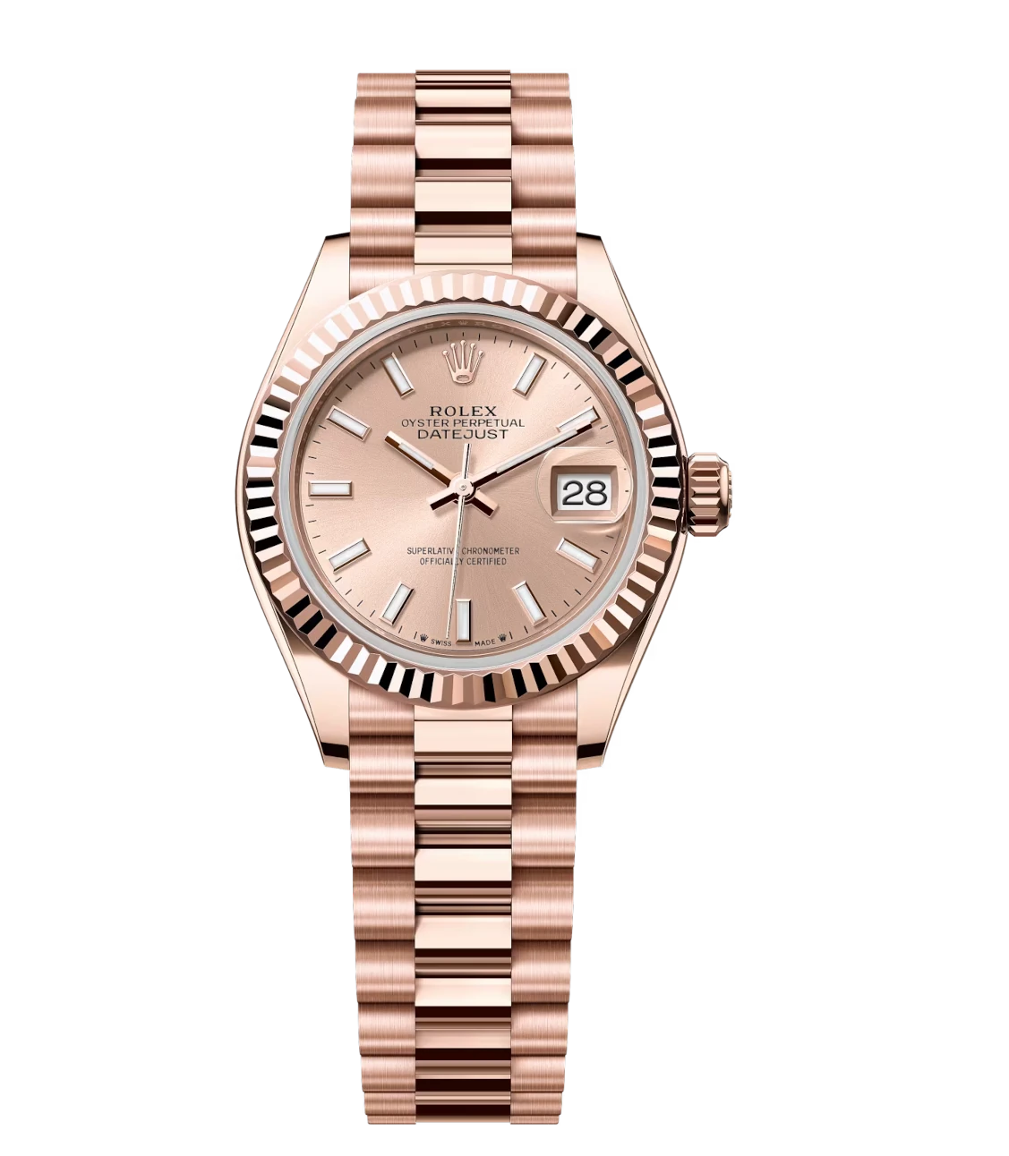 Rolex Lady-Datejust 28 Oyster Perpetual 18 ct Everose gold rosé-colour dial President band Reference 279175 1 Rolex Lady-Datejust 28 Oyster Perpetual 18 ct Everose gold rosé-colour dial President band Reference 279175
