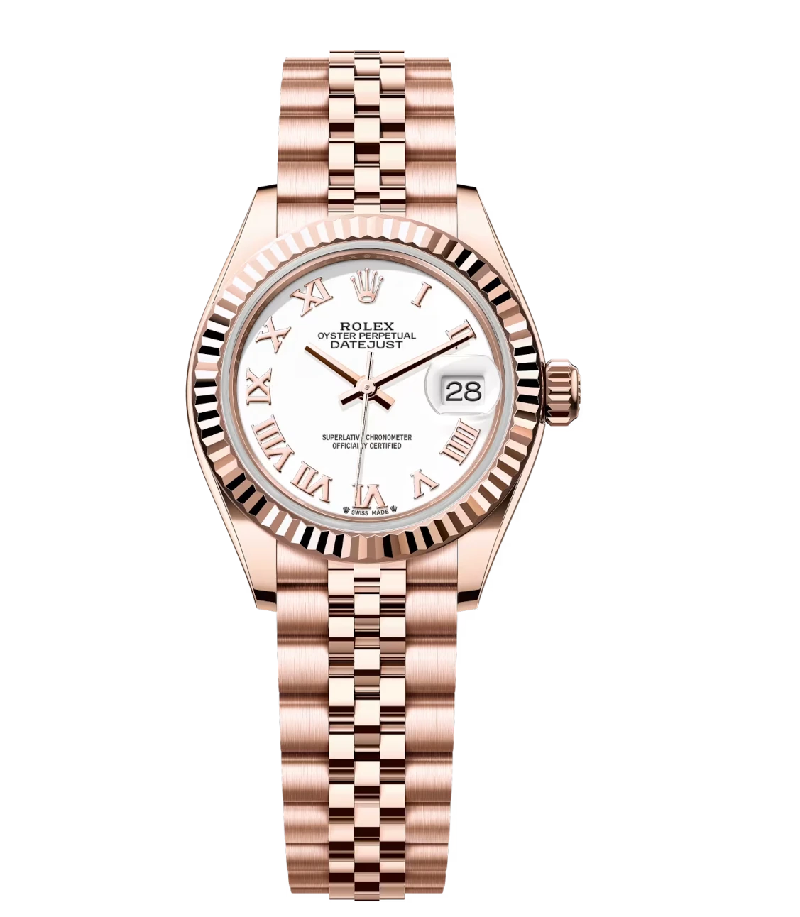Rolex Lady-Datejust 28 Oyster Perpetual 18 ct Everose gold white dial Jubilee band Reference 279175 1 Rolex Lady-Datejust 28 Oyster Perpetual 18 ct Everose gold white dial Jubilee band Reference 279175