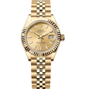 Rolex Lady-Datejust 28 Oyster Perpetual 18 ct yellow gold champagne colour dial Jubilee band Reference 279178