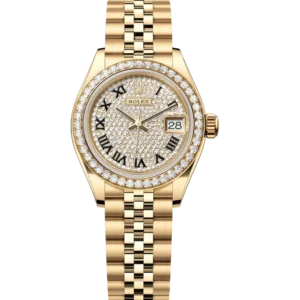 Rolex Lady-Datejust 28 Oyster Perpetual 18 ct yellow gold diamond-paved dial Jubilee band Reference 279138RBR