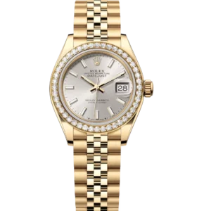 Rolex Lady-Datejust 28 Oyster Perpetual 18 ct yellow gold silver dial Jubilee band Reference 279138RBR