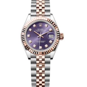 Rolex Lady-Datejust 28 Oyster Perpetual Oystersteel and Everose gold aubergine, diamond-set dial Jubilee band Reference 279171