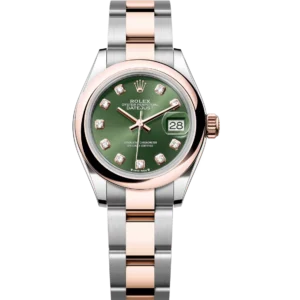 Rolex Lady-Datejust 28 Oyster Perpetual Oystersteel and Everose gold olive-green, diamond-set dial Oyster band Reference 279161
