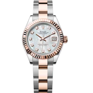 Rolex Lady-Datejust 28 Oyster Perpetual Oystersteel and Everose gold white mother-of-pearl, diamond-set dial Oyster band Reference 279171