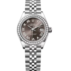 Rolex Lady-Datejust 28 Oyster Perpetual Oystersteel and white gold dark grey dial Jubilee band Reference 279384RBR