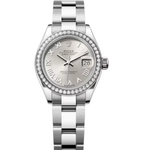 Rolex Lady-Datejust 28 Oyster Perpetual Oystersteel and white gold silver dial Oyster band Reference 279384RBR