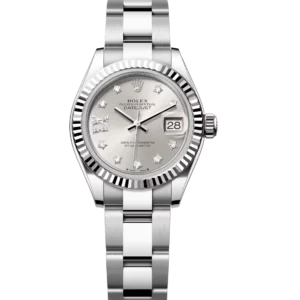 Rolex Lady-Datejust 28 Oyster Perpetual Oystersteel and white gold silver, diamond-set dial Oyster band Reference 279174