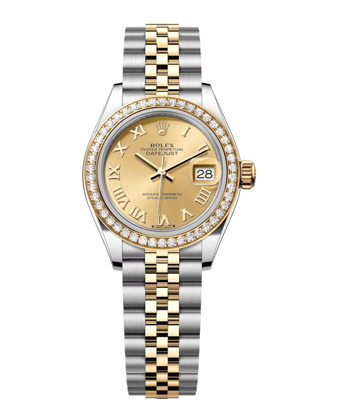 Rolex Lady-Datejust 28 Oyster Perpetual Oystersteel and yellow gold champagne colour dial Jubilee band Reference 279383RBR 1 Rolex Lady-Datejust 28 Oyster Perpetual Oystersteel and yellow gold champagne colour dial Jubilee band Reference 279383RBR