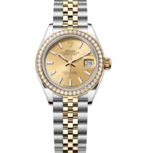 Rolex Lady-Datejust 28 Oyster Perpetual Oystersteel and yellow gold champagne colour dial Jubilee band Reference 279383RBR