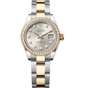 Rolex Lady-Datejust 28 Oyster Perpetual Oystersteel and yellow gold silver, diamond-set dial Oyster band Reference 279383RBR