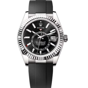Rolex Sky-Dweller 42 Oyster Perpetual 18 ct white gold bright black dial Oysterflex band Reference 336239