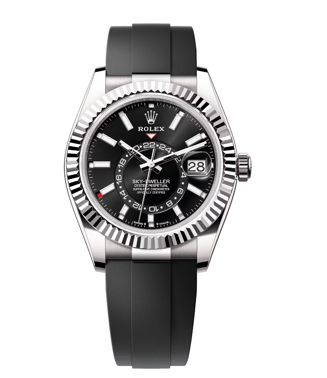 Rolex Sky-Dweller 42 Oyster Perpetual 18 ct white gold bright black dial Oysterflex band Reference 336239 1 Rolex Sky-Dweller 42 Oyster Perpetual 18 ct white gold bright black dial Oysterflex band Reference 336239