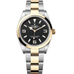 Rolex Explorer 36 Oyster Perpetual Oystersteel and yellow gold distinctive black dial Oyster band Reference 124273