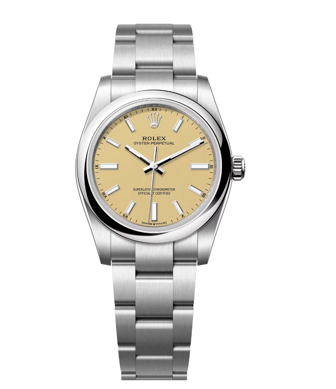 Rolex Oyster Perpetual 34 beige dial Oyster band Reference 124200 1 Rolex Oyster Perpetual 34 beige dial Oyster band Reference 124200