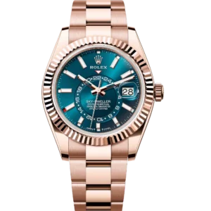 Rolex Sky-Dweller 42 Oyster Perpetual 18 ct Everose gold blue-green dial Oyster band Reference 336935