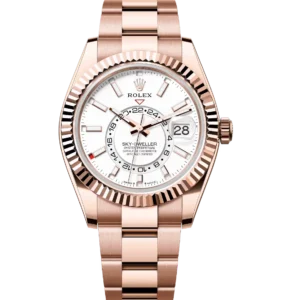 Rolex Sky-Dweller 42 Oyster Perpetual 18 ct Everose gold intense white dial Oyster band Reference 336935