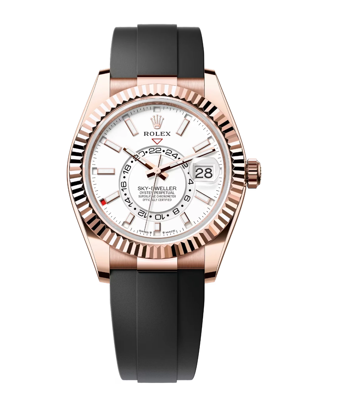 Rolex Sky-Dweller 42 Oyster Perpetual 18 ct Everose gold intense white dial Oysterflex band Reference 336235 1 Rolex Sky-Dweller 42 Oyster Perpetual 18 ct Everose gold intense white dial Oysterflex band Reference 336235