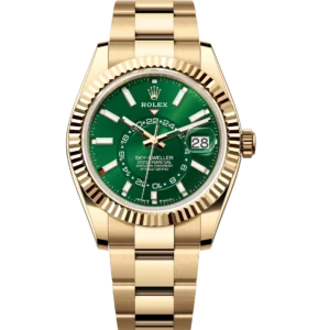 Rolex Sky-Dweller 42 Oyster Perpetual 18 ct yellow gold bright green dial Oyster band Reference 336938