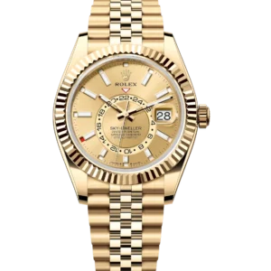 Rolex Sky-Dweller 42 Oyster Perpetual 18 ct yellow gold champagne-colour dial Jubilee band Reference 336938