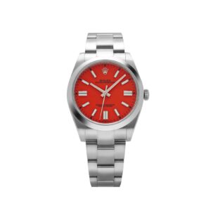 Rolex Oyster Perpetual 41 124300 Stainless Steel Coral Red Dial